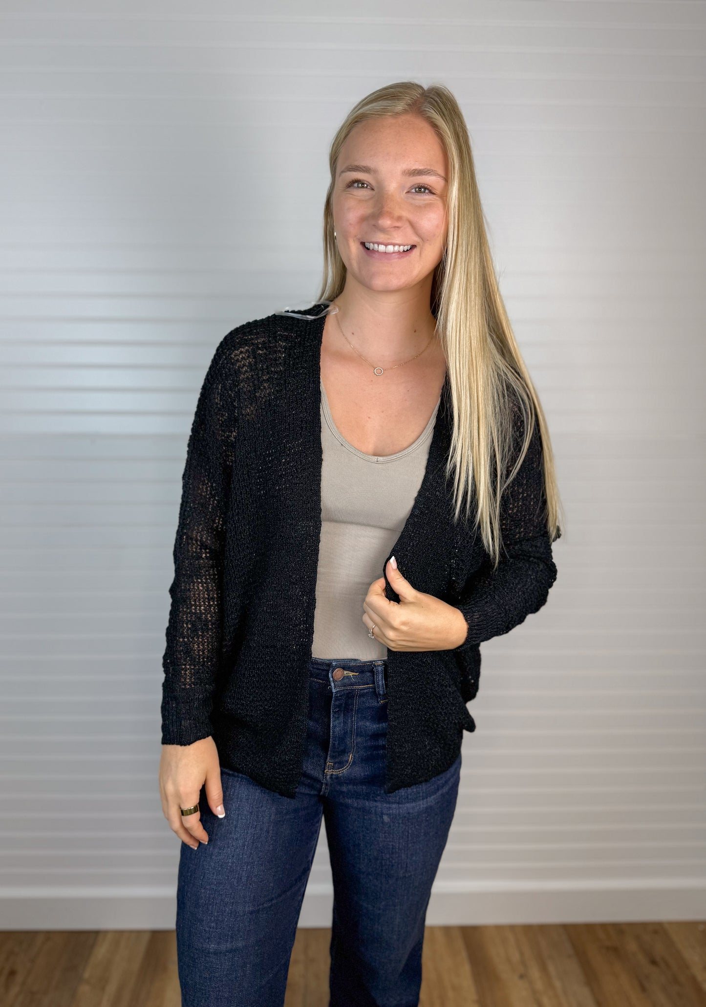 Dolman Relaxed Knit Cardigan - Black