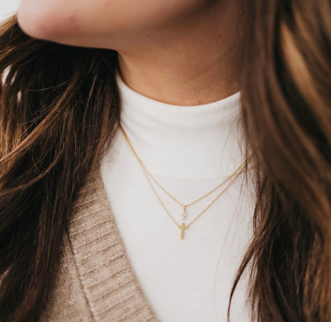 Faithfully Layered Cross Necklace - Gold