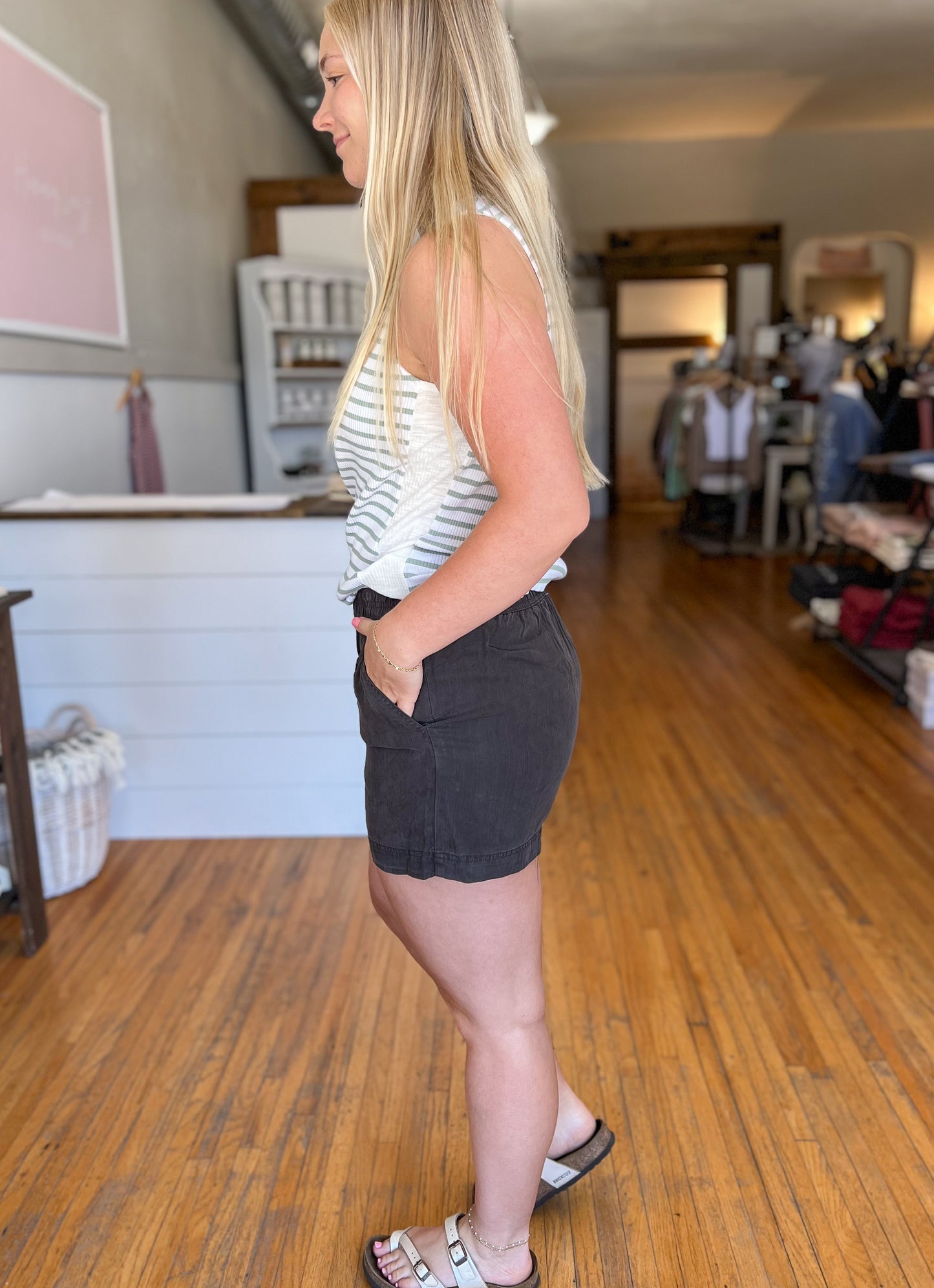 Soft Tencel Elastic Shorts - Charcoal