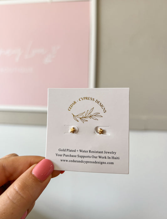 Mini 18k Gold Plated Star Studs