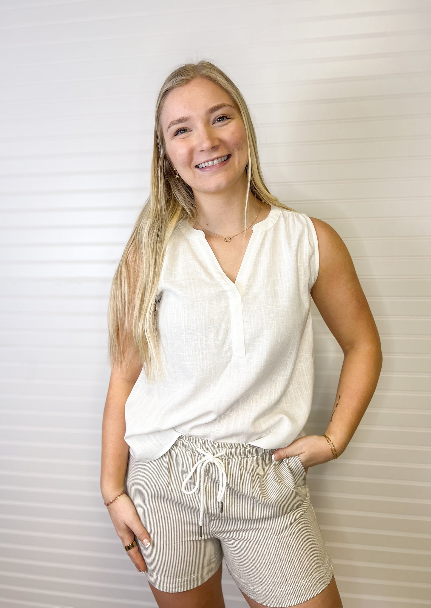 Linen Blend Blouse Tank (2 colors)