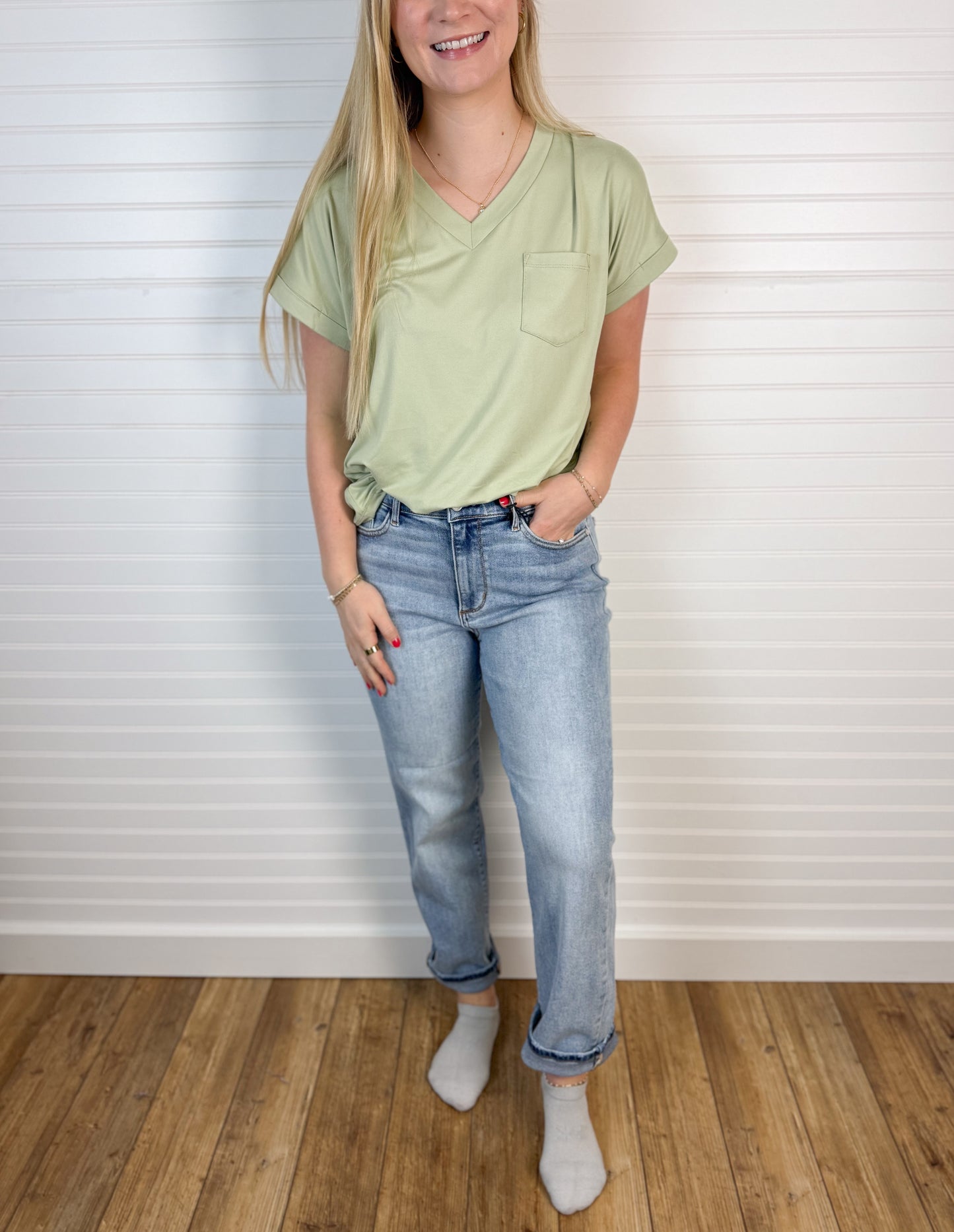 High Rise Ankle Straight Leg Denim