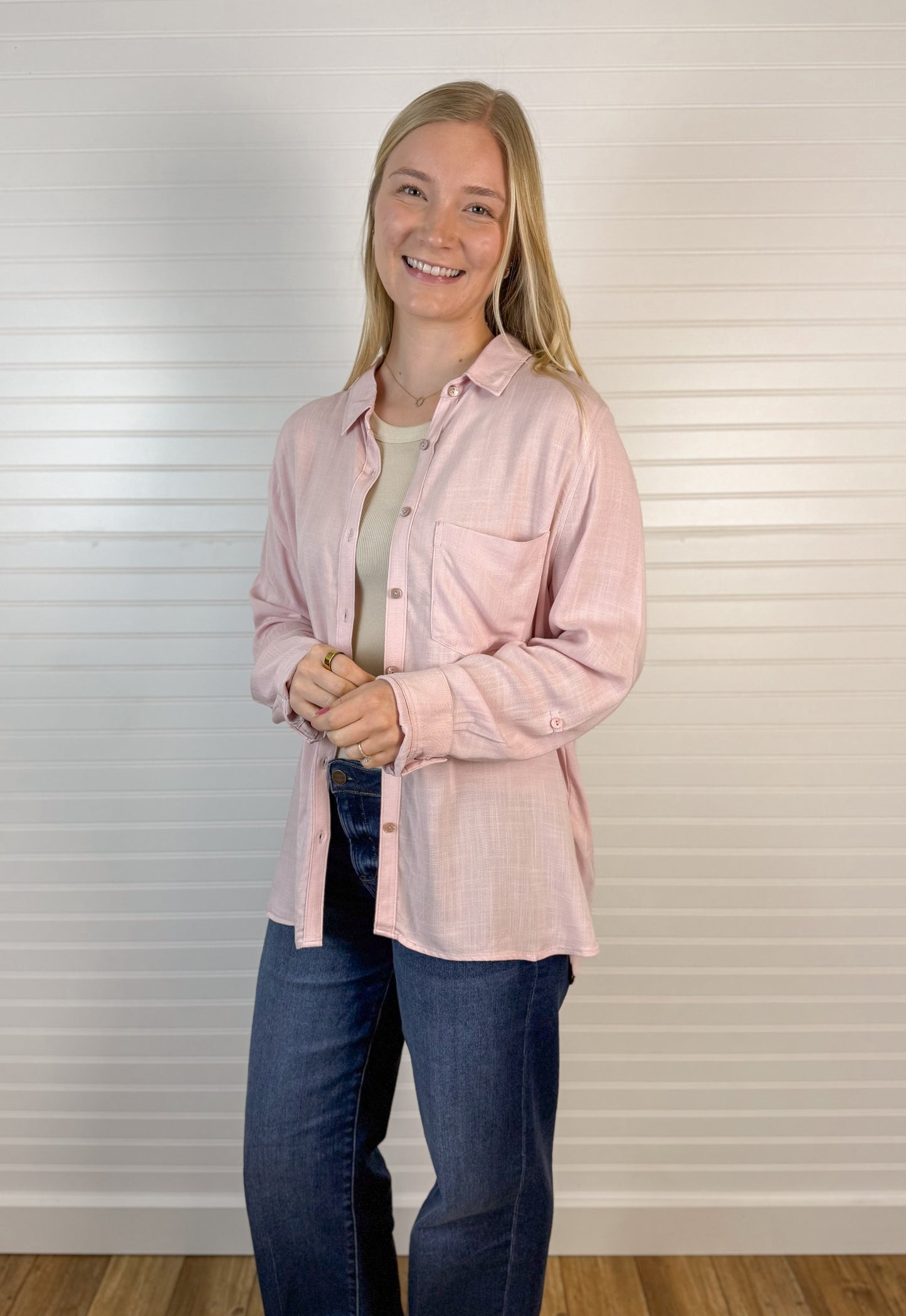 Button Down Long Sleeve - Light Pink