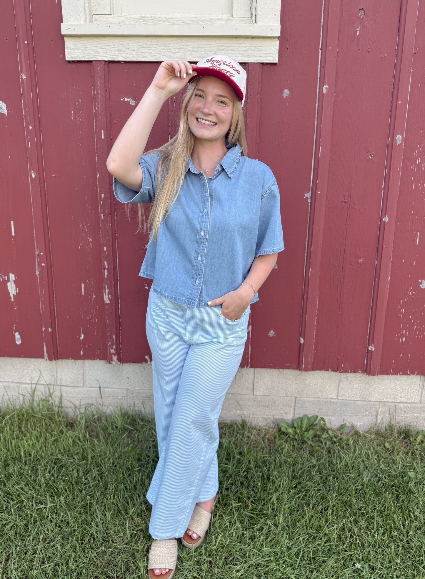 Cotton Denim Button Up Shirt