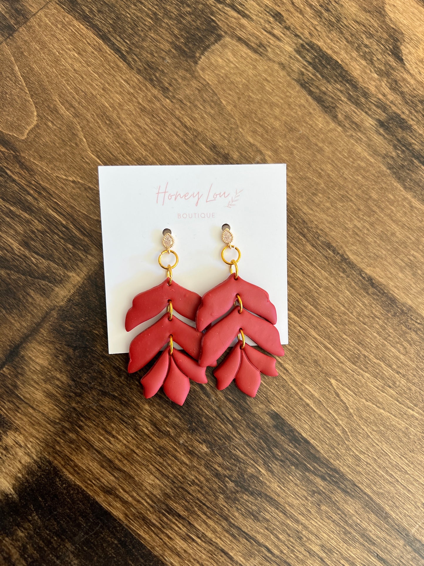 Tiered Clay Earrings - Deep Red
