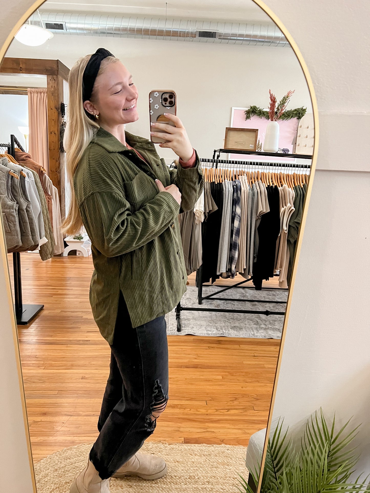 Oversized Corduroy Jacket - Army Green