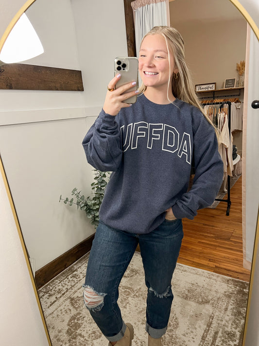 Uffda Crewneck Sweatshirt - Heather Navy