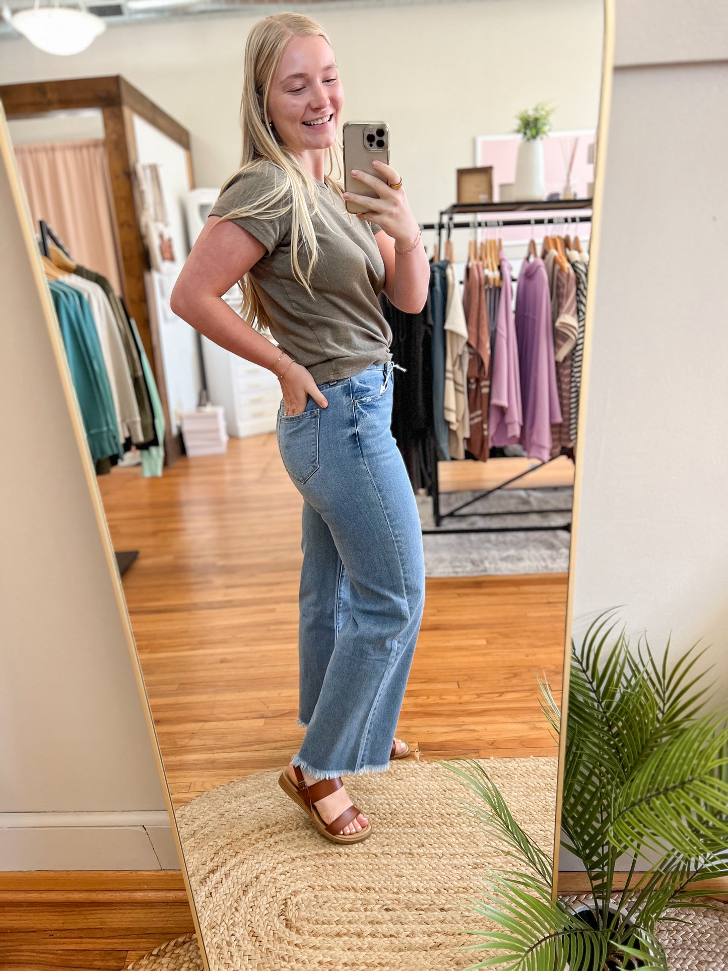 Kancan High Rise Slim Wide Leg Denim