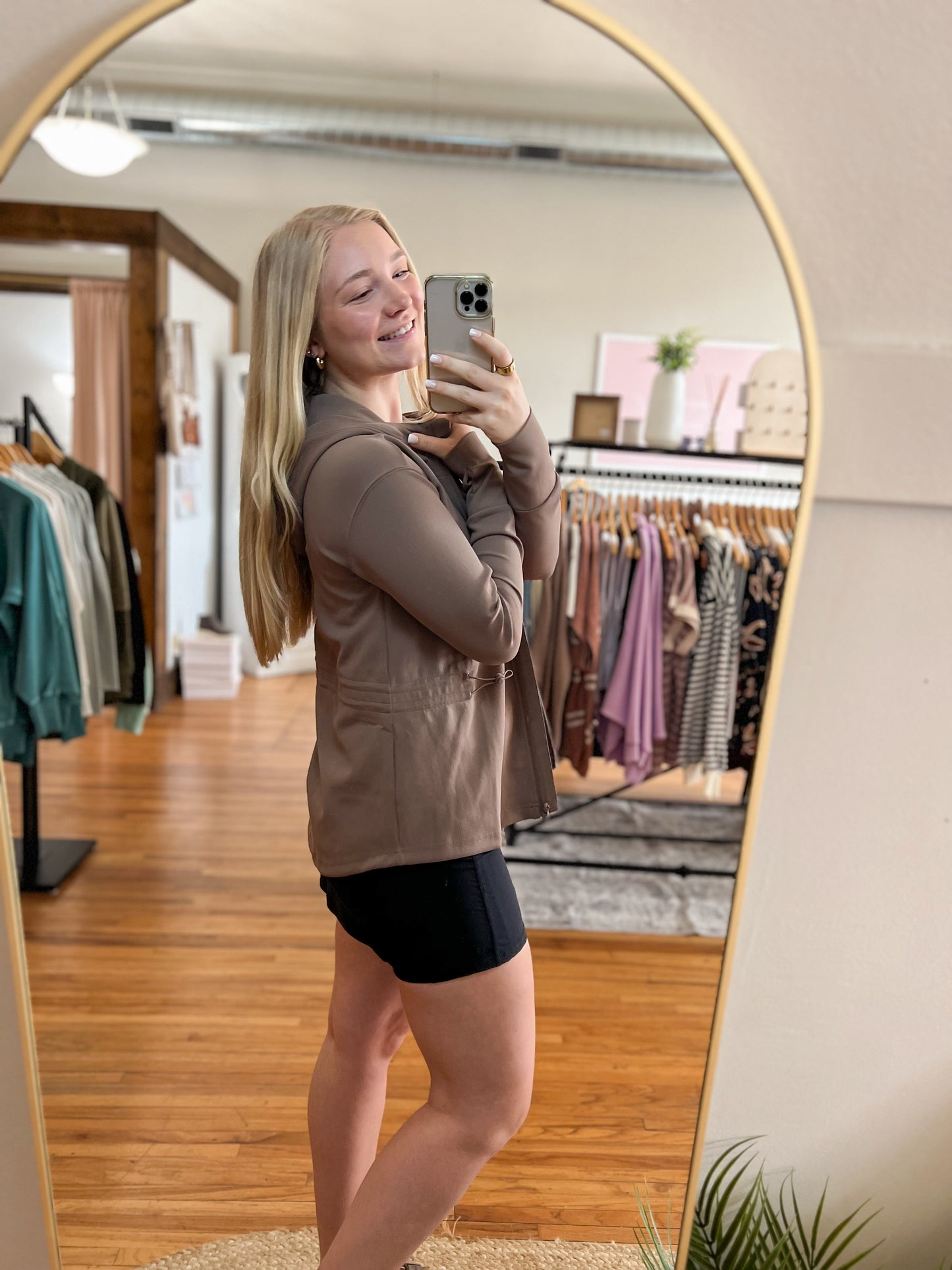 Ribbed Adjustable Waist Jacket - Mocha