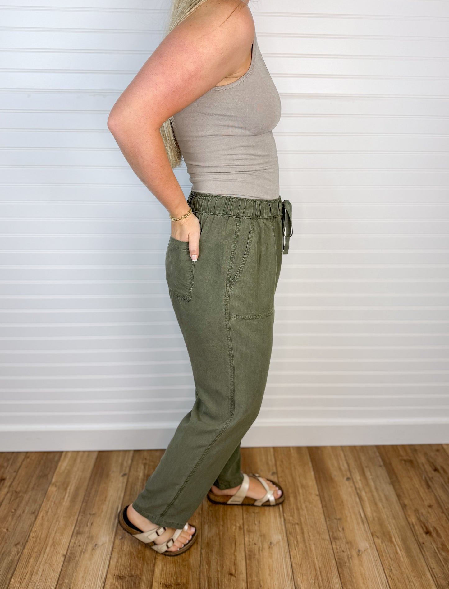 Tencel Ankle Pants - Olive Green