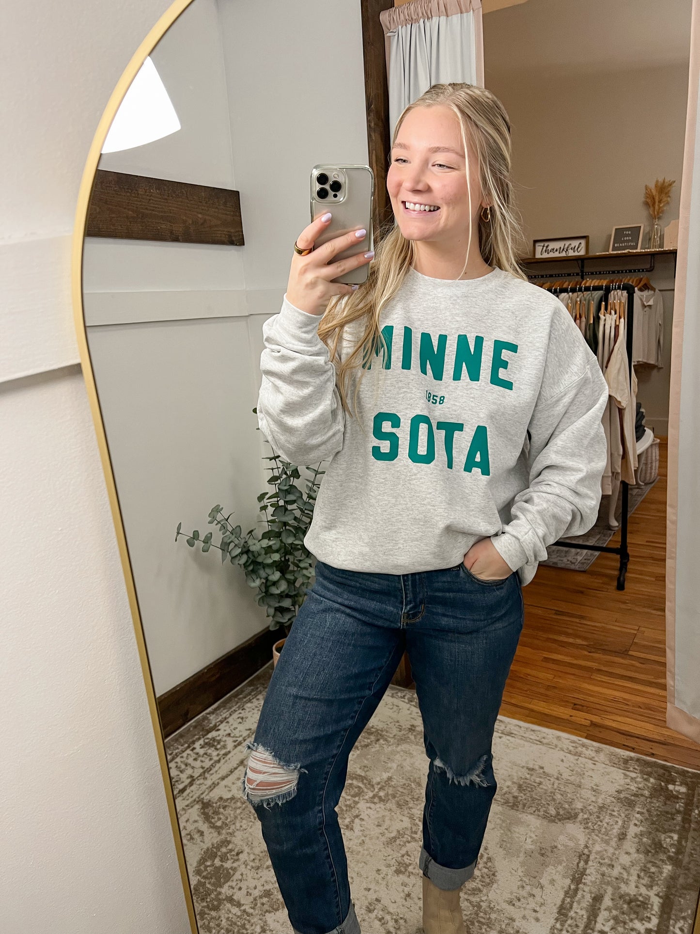 Minne 1858 Sota Crewneck - Grey/Green