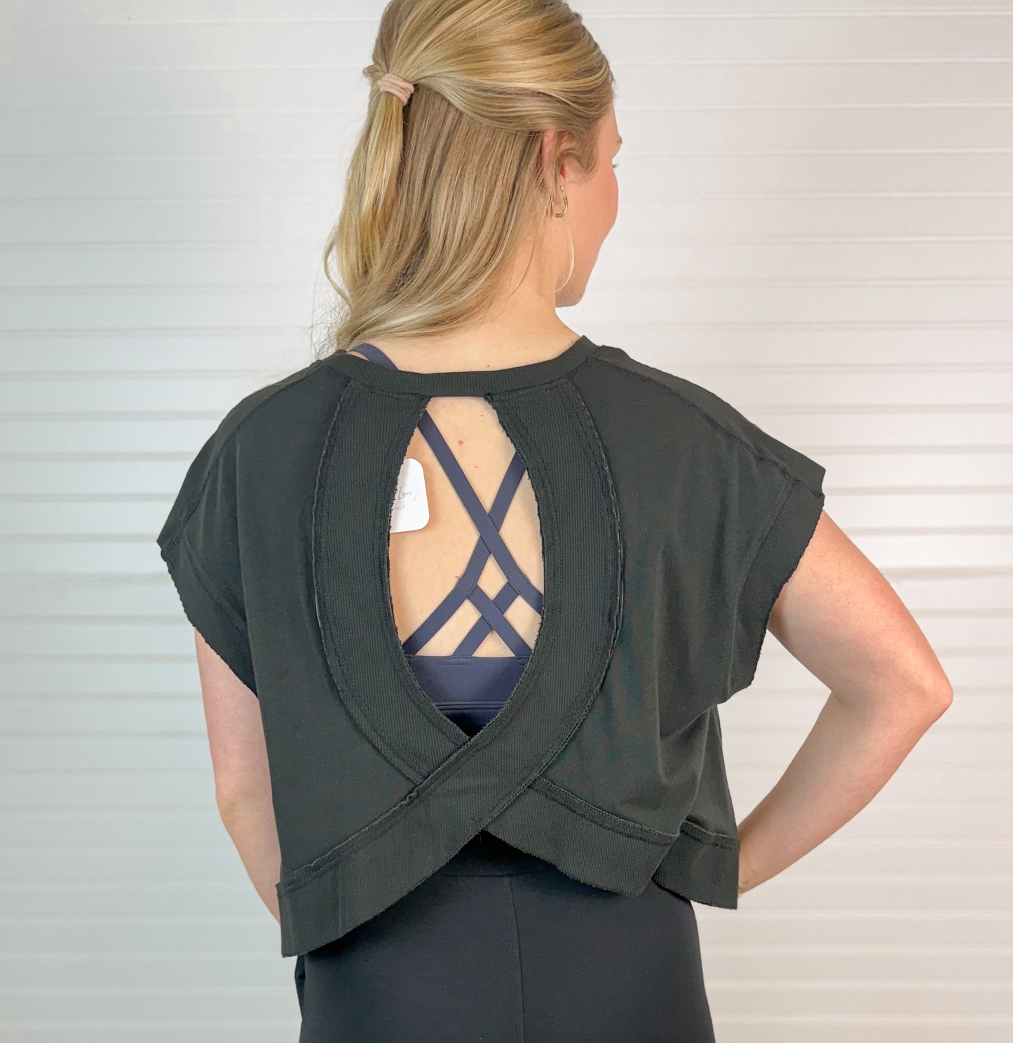 Open Back Pima Cotton Tee - Black