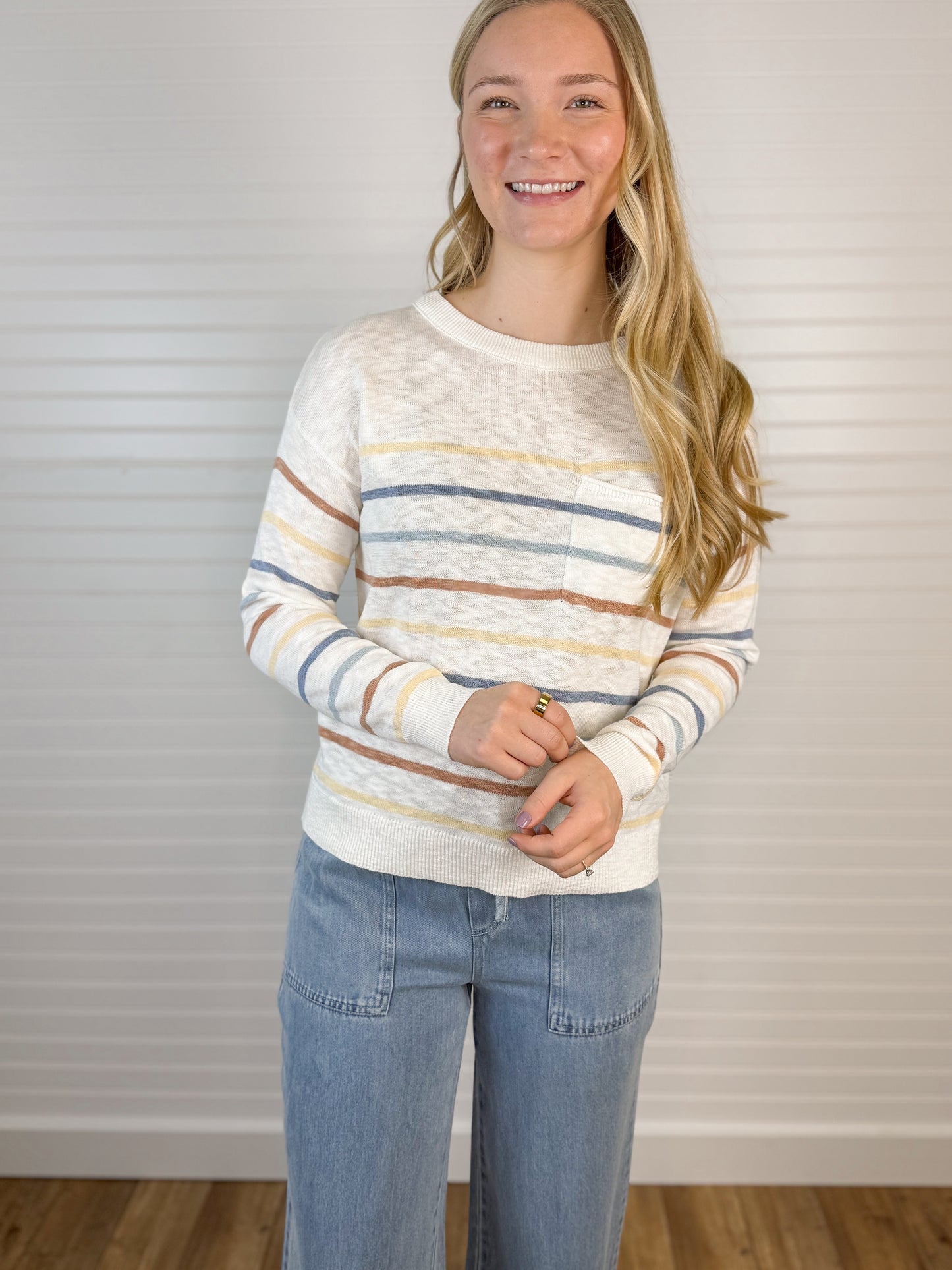 Multi Color Slub Pocket Sweater