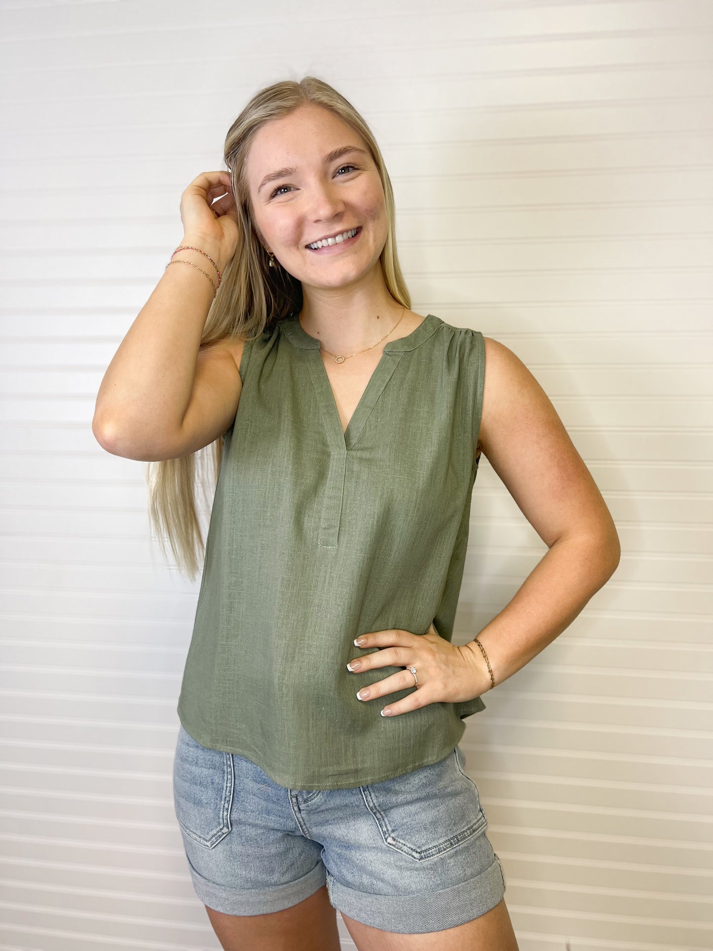 Linen Blend Blouse Tank (2 colors)