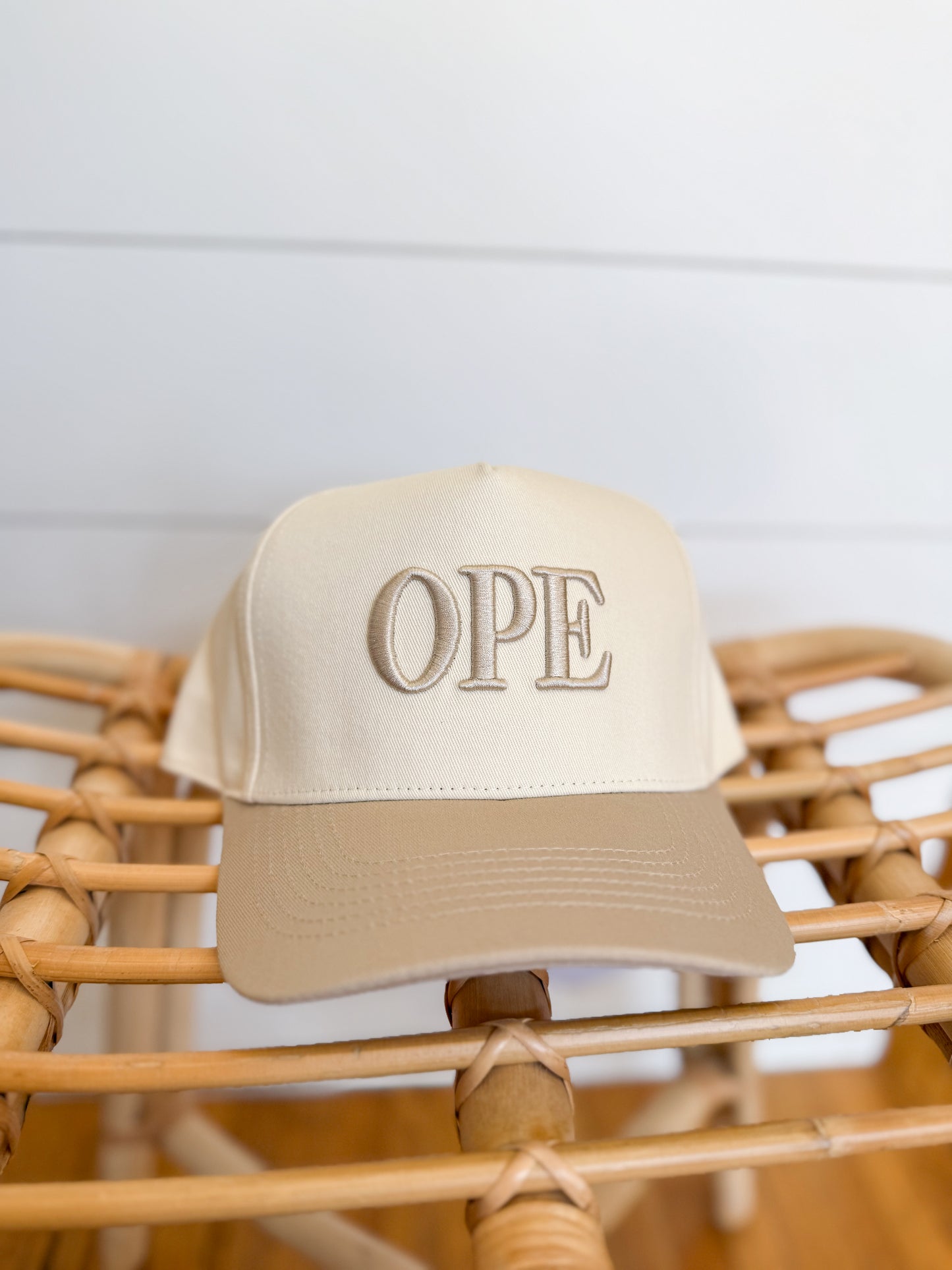 OPE Embroidered Hat - Tan/Cream