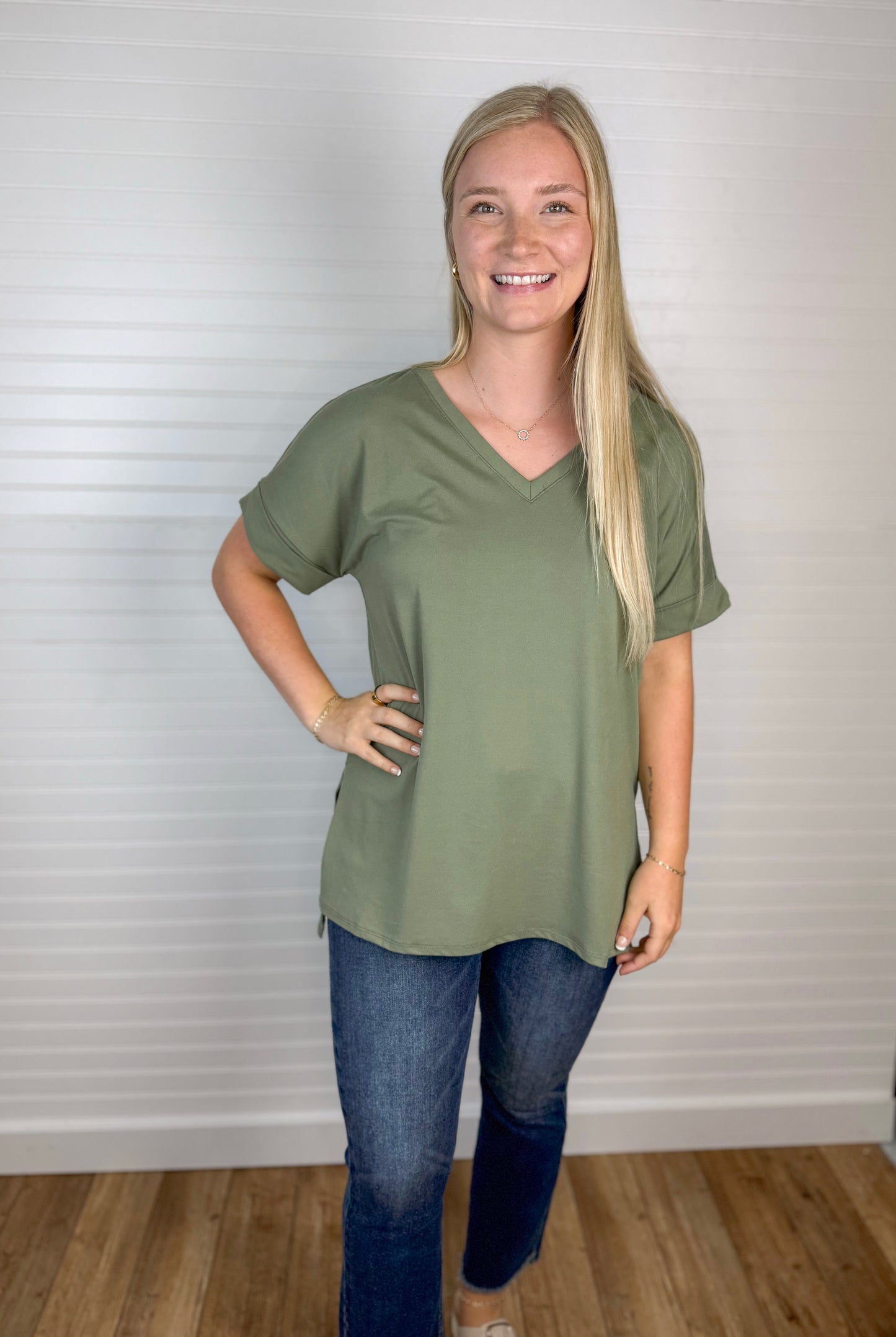 Brushed Side Slit Tee (2 colors)