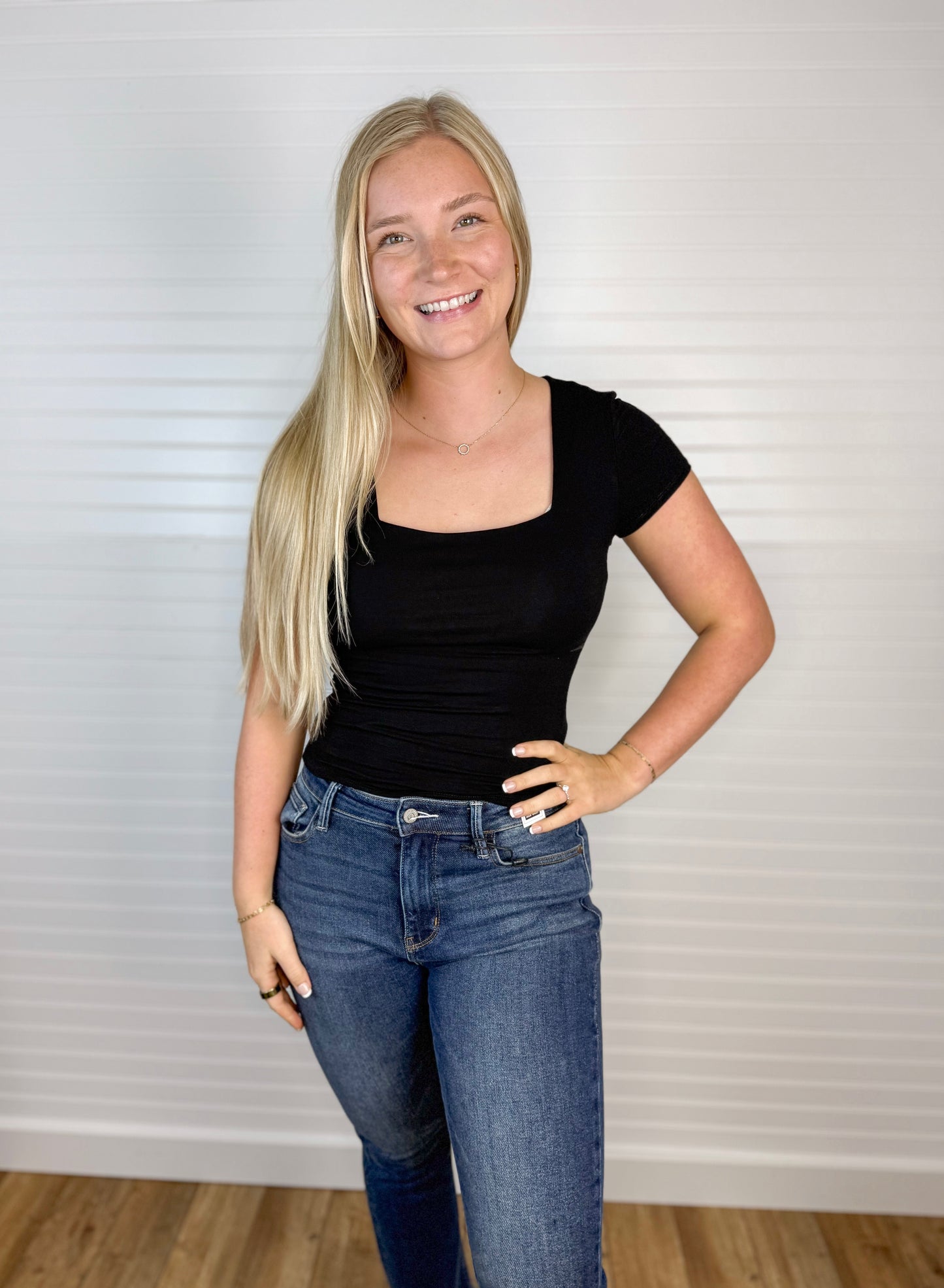 Soft Double Lined Square Neck Tee (2 colors)