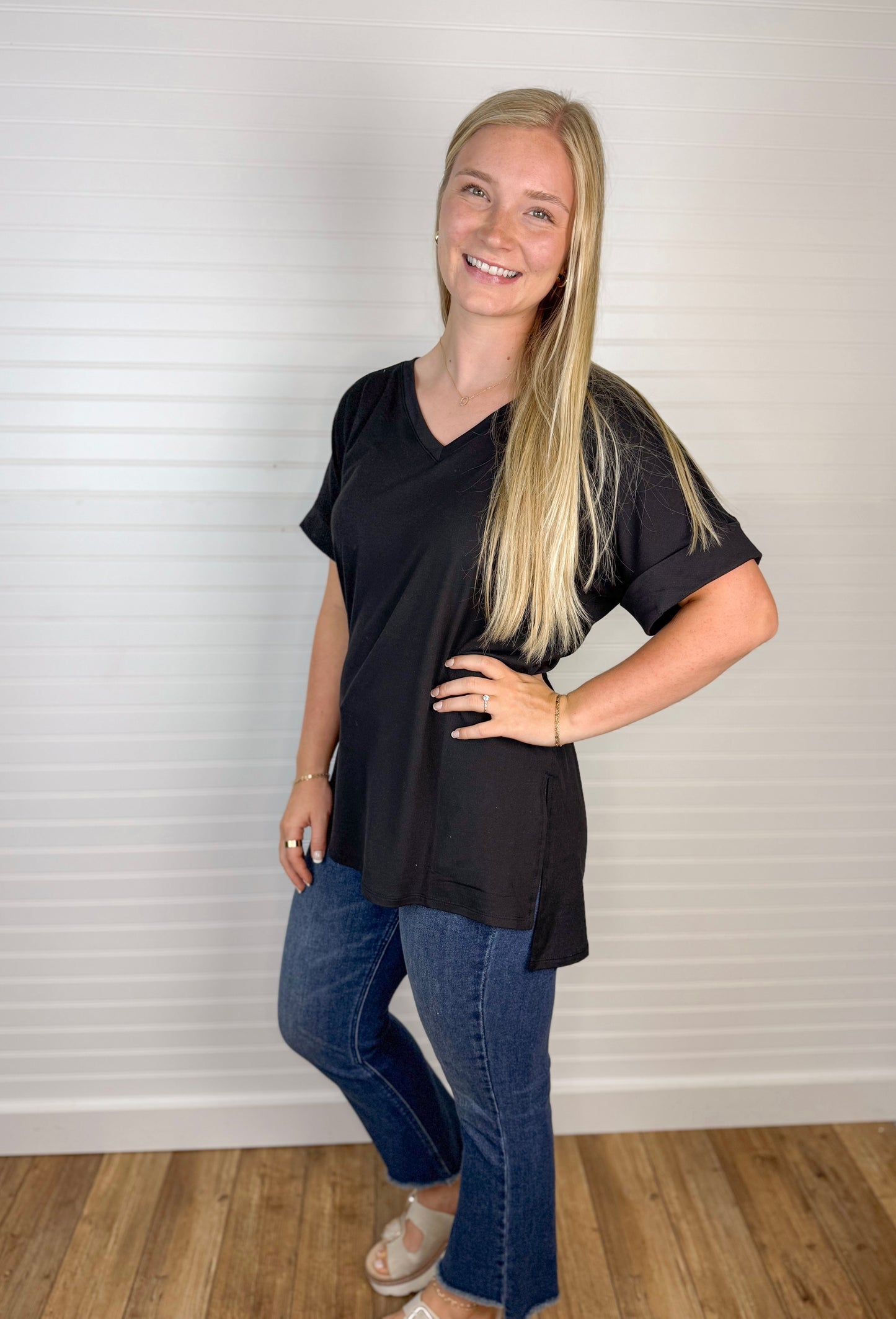 Brushed Side Slit Tee (2 colors)