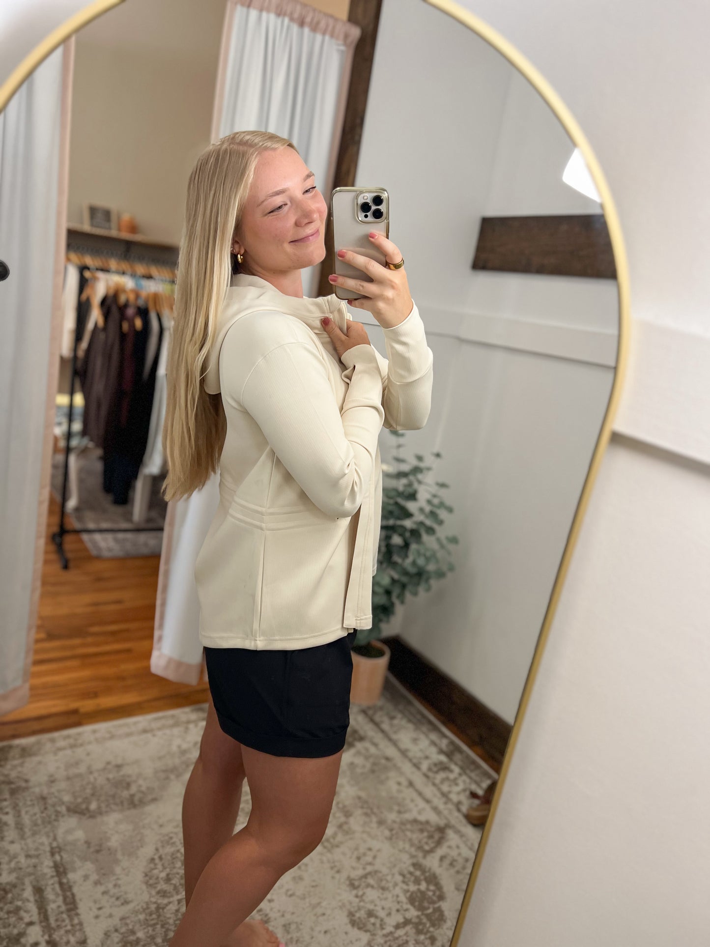 Ribbed Adjustable Waist Jacket - Natural