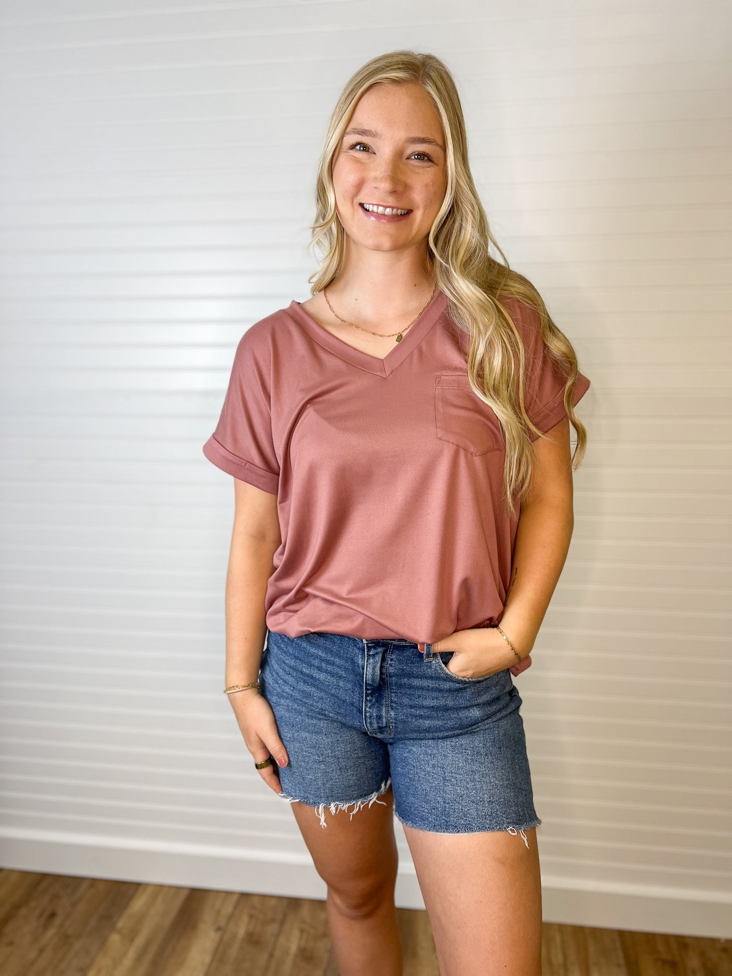 Butter Soft Pocket V-Neck Top (5 colors)