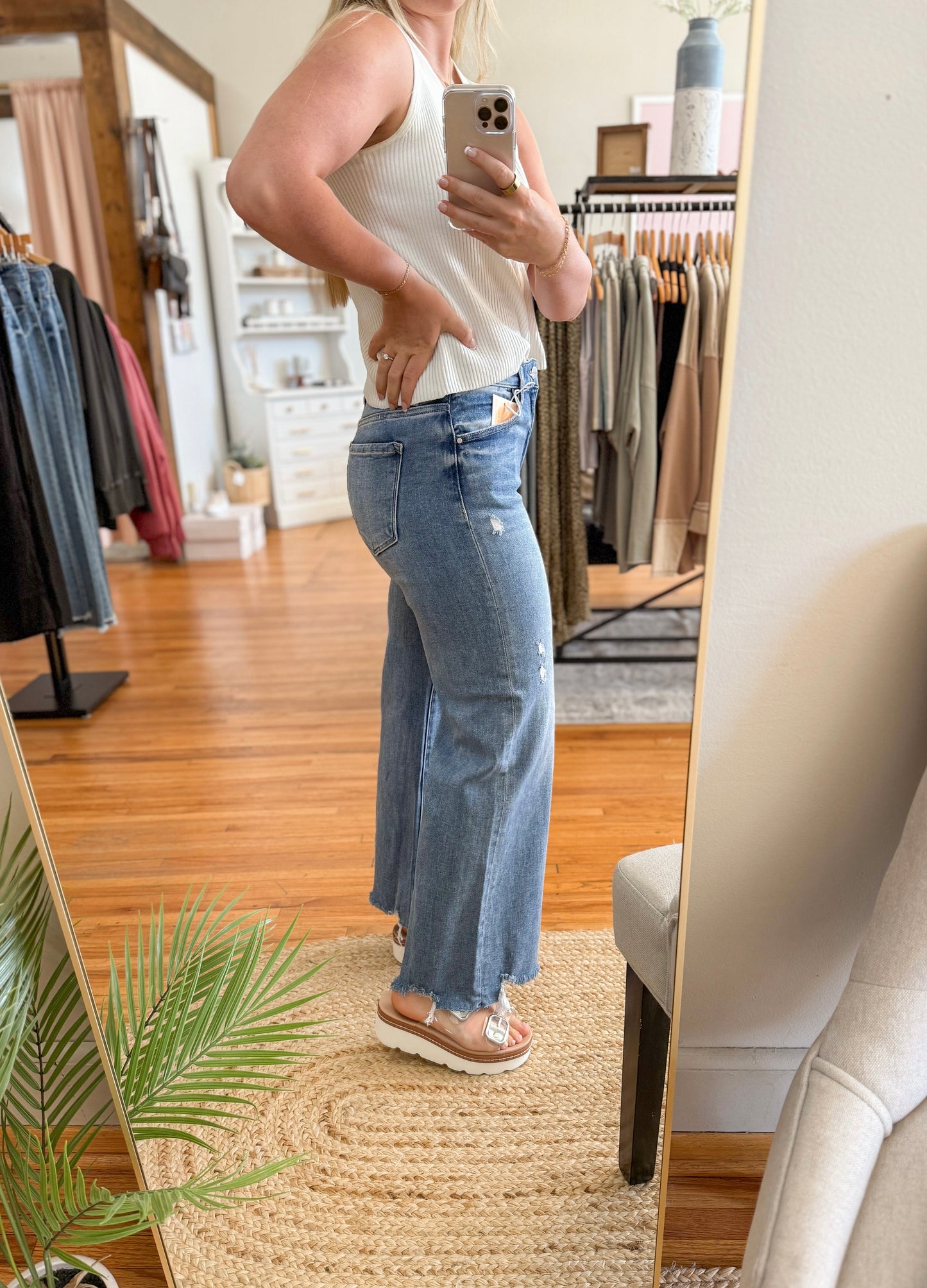 High Rise Crop Wide Leg Denim