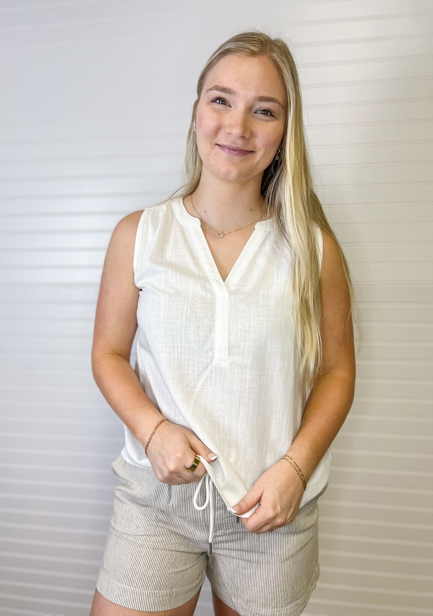 Linen Blend Blouse Tank (2 colors)