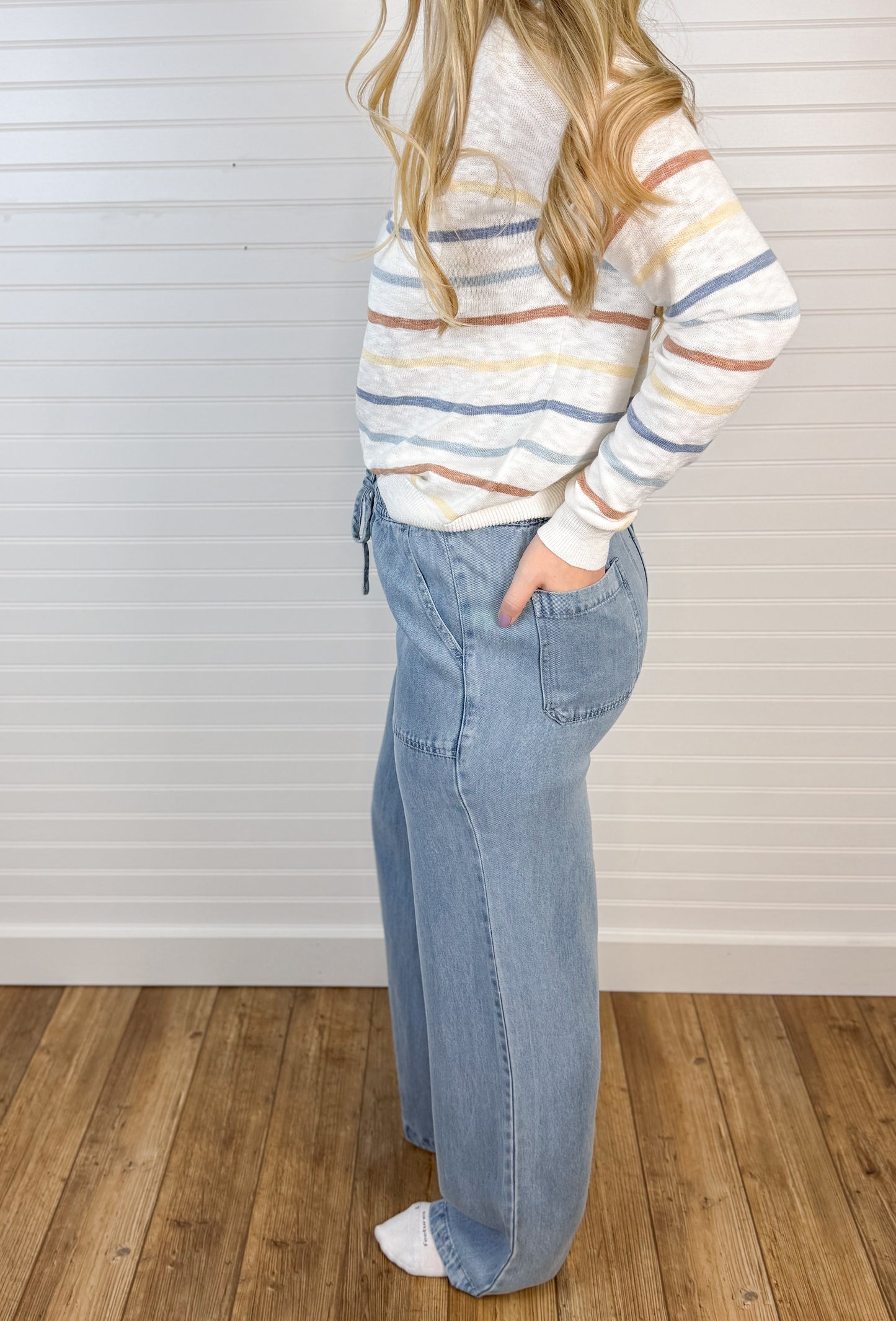 Elastic Waist Soft Denim Pants