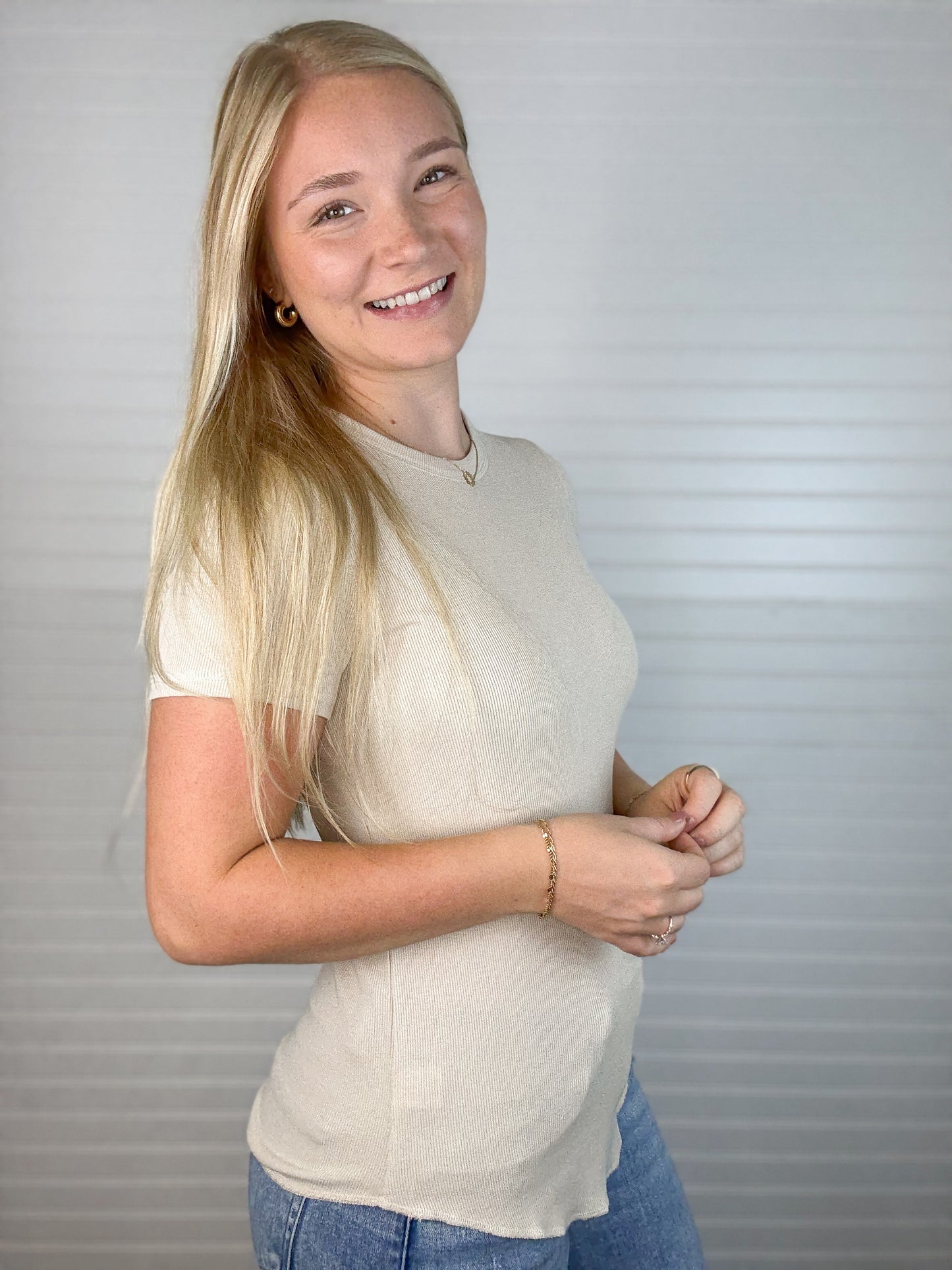 Ribbed Knit Basic T-Shirt (2 colors)