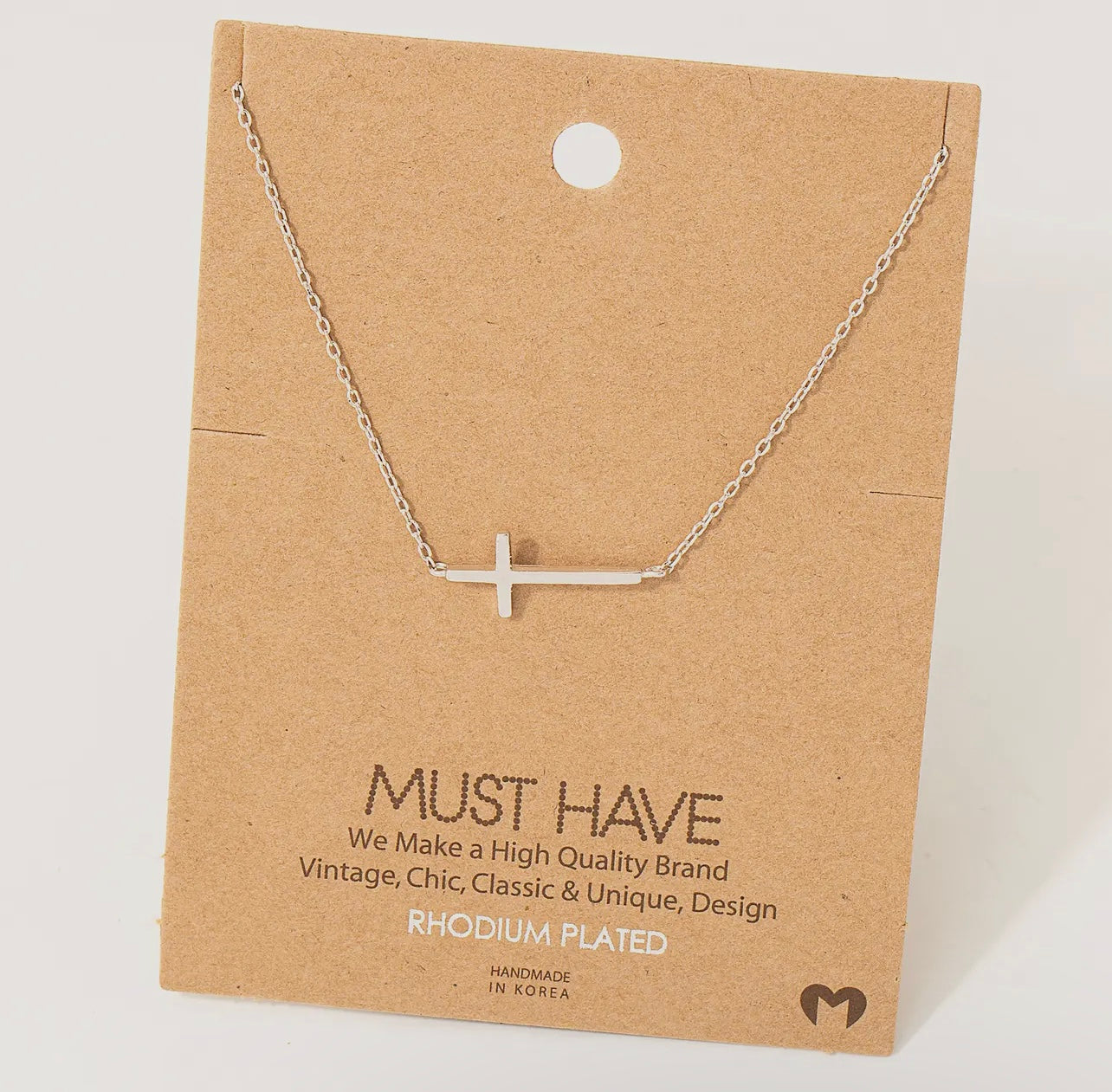 Side Cross Necklace (2 colors)