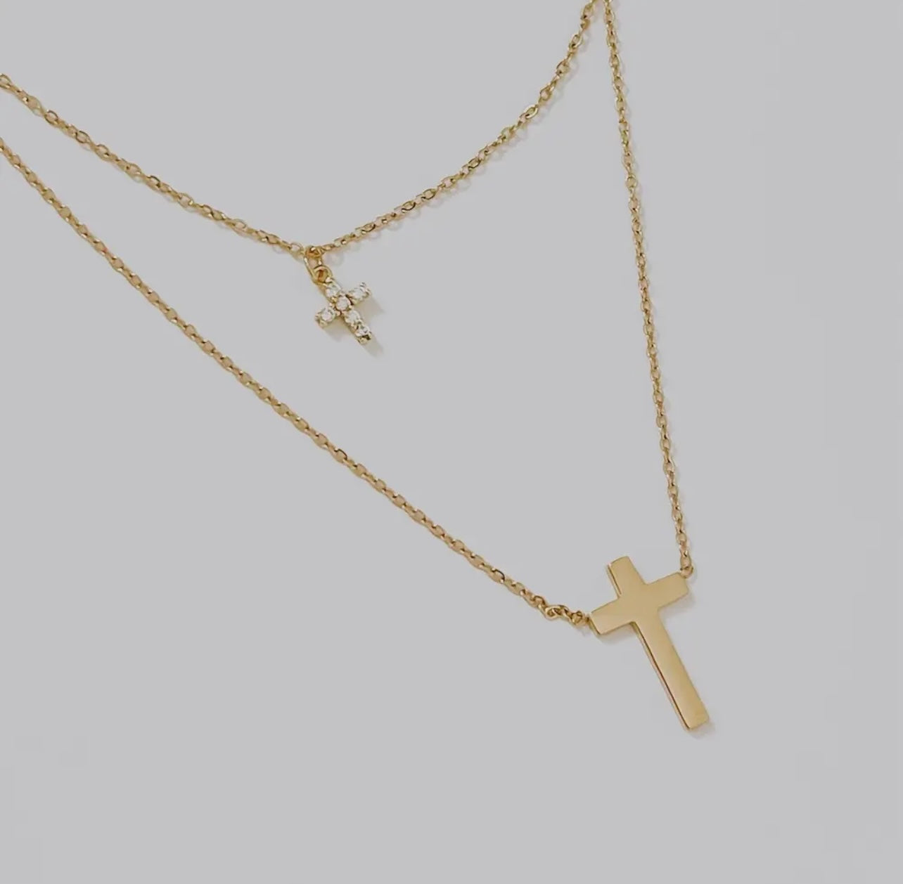 Faithfully Layered Cross Necklace - Gold
