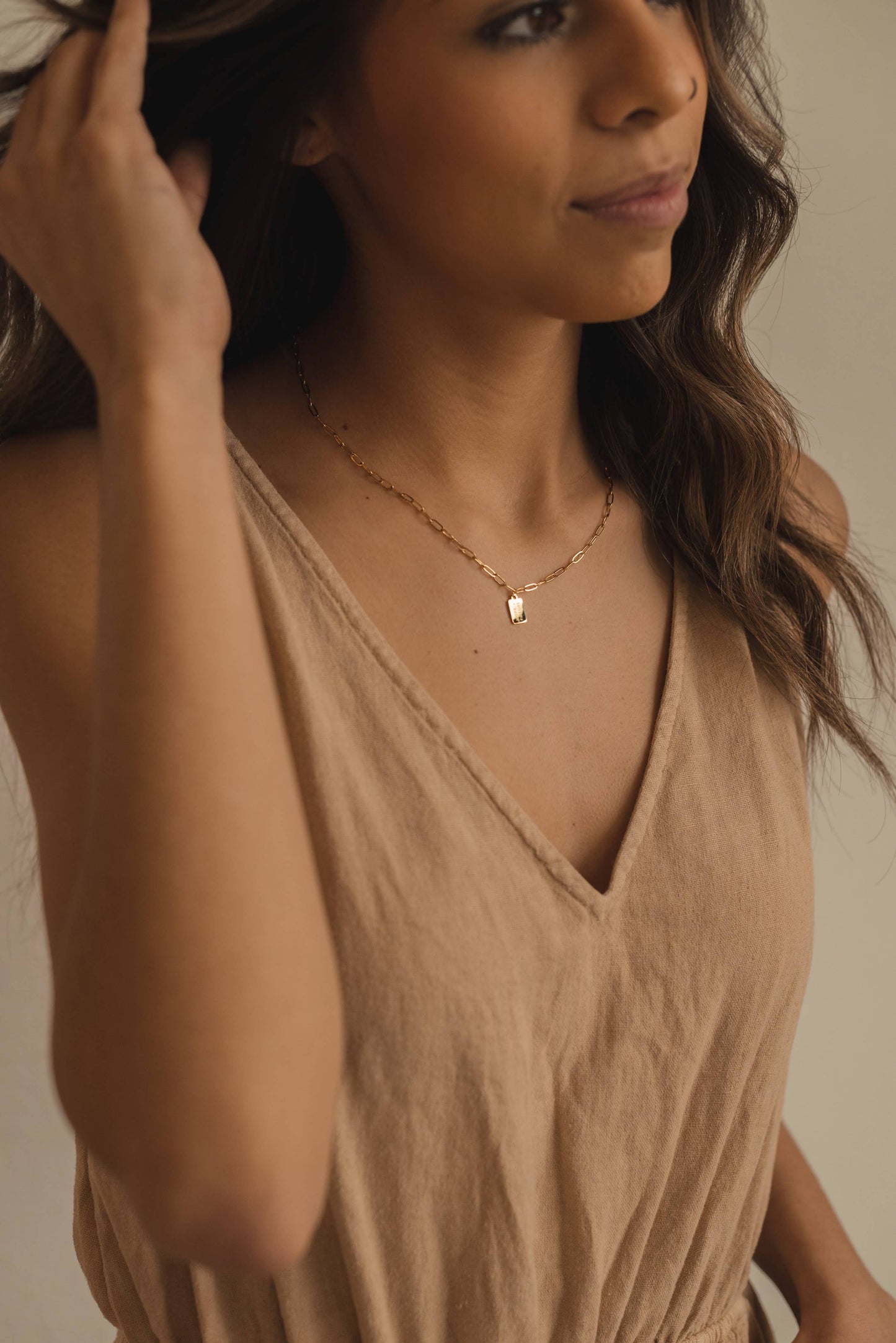 Hope + Future Mini Tag Necklace - 14k Water Resistant