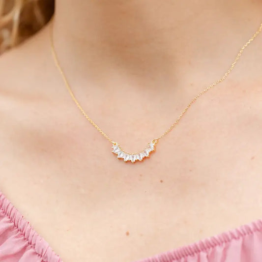 Baguette Curve Pendant Necklace (2 colors)
