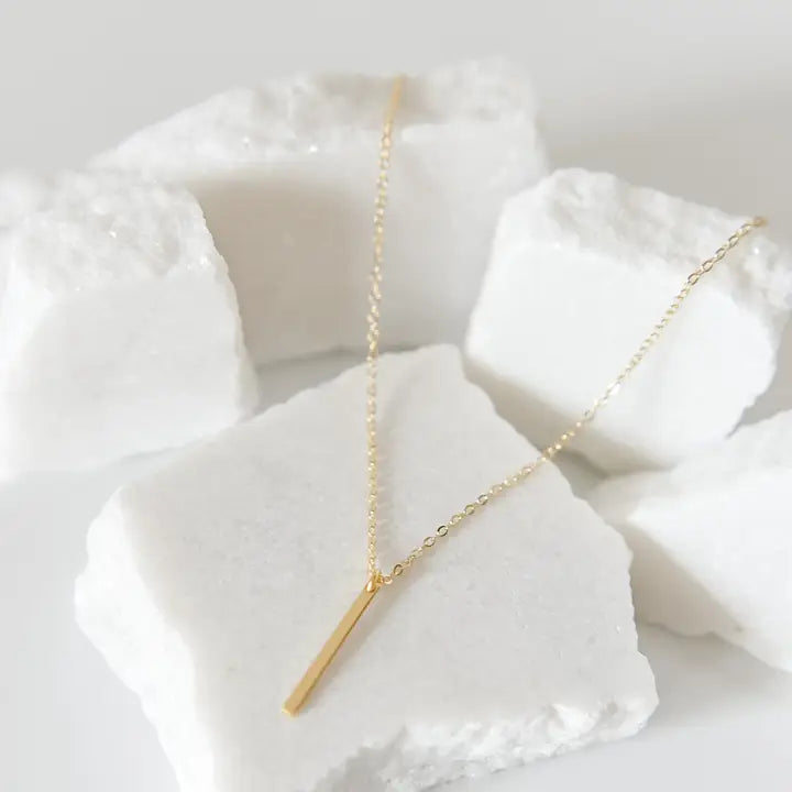 18k Gold Plated Bar Charm Necklace