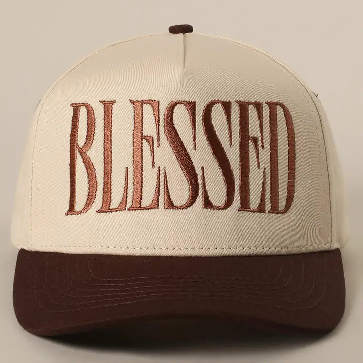 Blessed Embroidered Hat - Brown