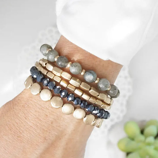 Boho Bracelet Stack - Gray/Black