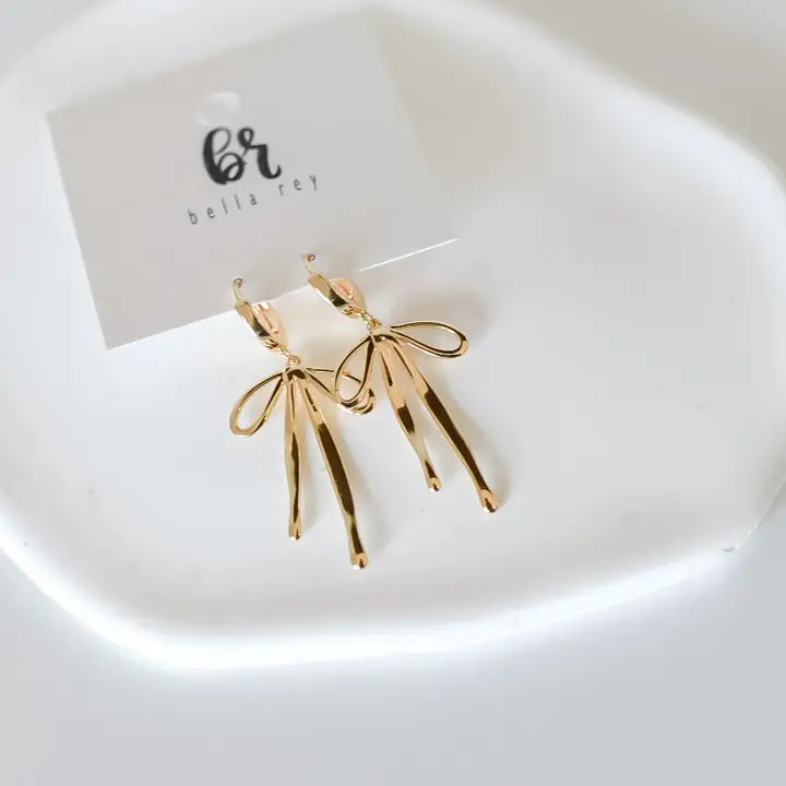 Gold Plated Bow Hoop Earrings