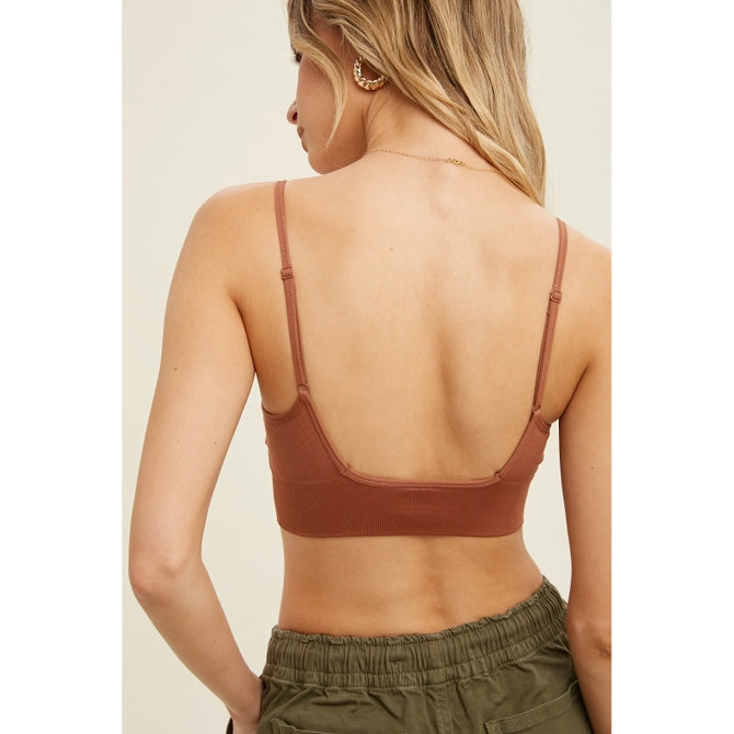 Ribbed Seamless Bralette - Rust