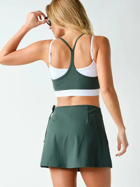 Contrast Double Layer Sports Bra - Hunter Green