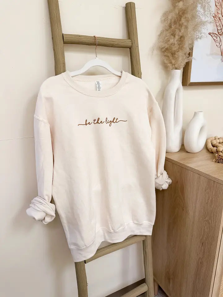 Be The Light Embroidered Sweatshirt - Cream