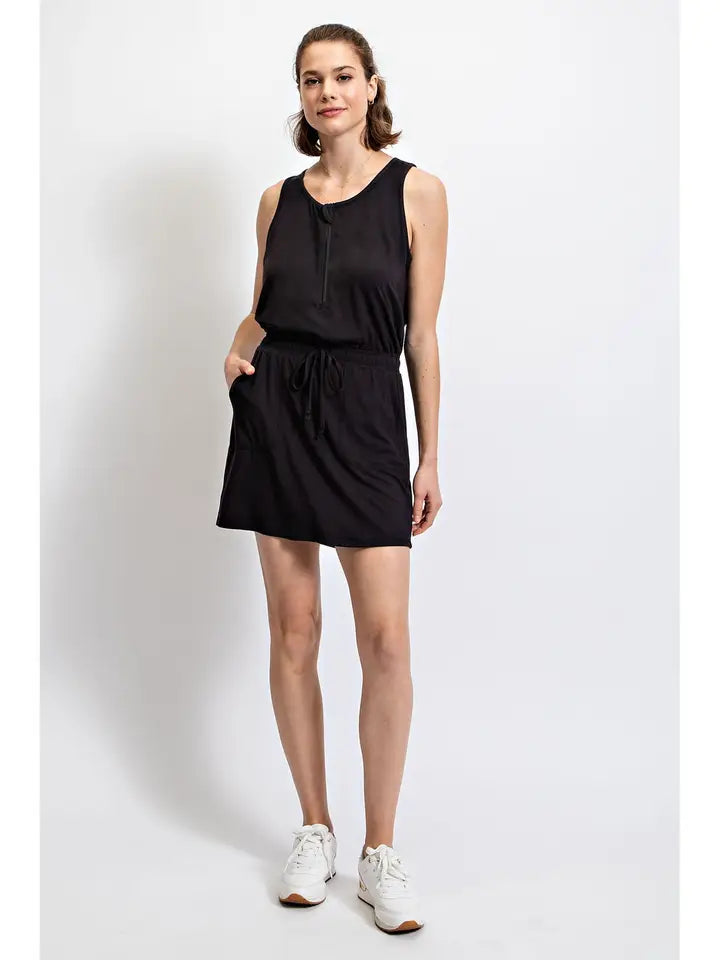 Butter Soft Sleeveless Romper Dress - Black