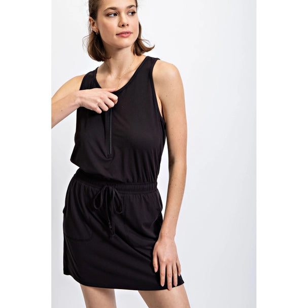 Butter Soft Sleeveless Romper Dress - Black