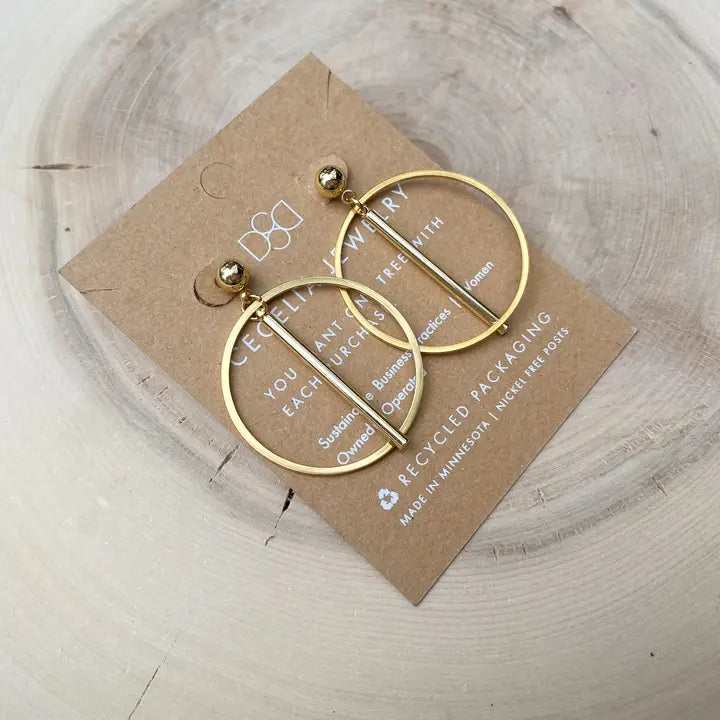 14k Gold Plated Bar Hoop Earrings