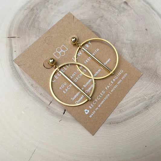 14k Gold Plated Bar Hoop Earrings