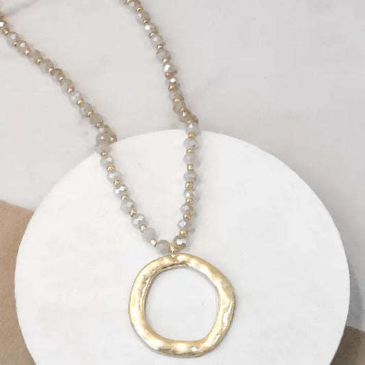 Beaded Circle Pendant Necklace