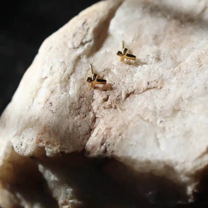 Stainless Steel Cross Studs - Gold