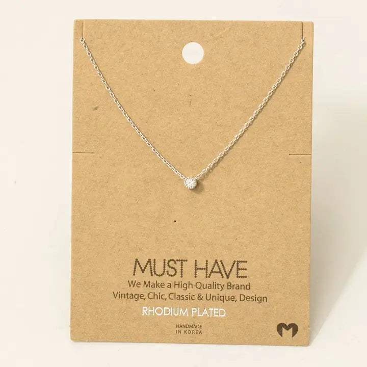 Mini Crystal Pendant Necklace (2 colors)