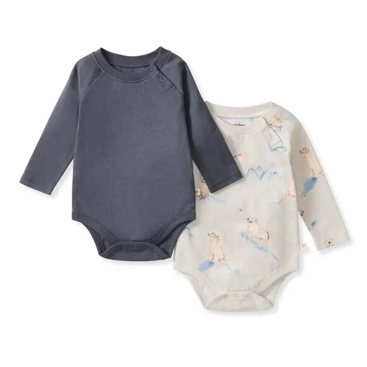 Long Sleeve Cotton Onesie - Deep Blue
