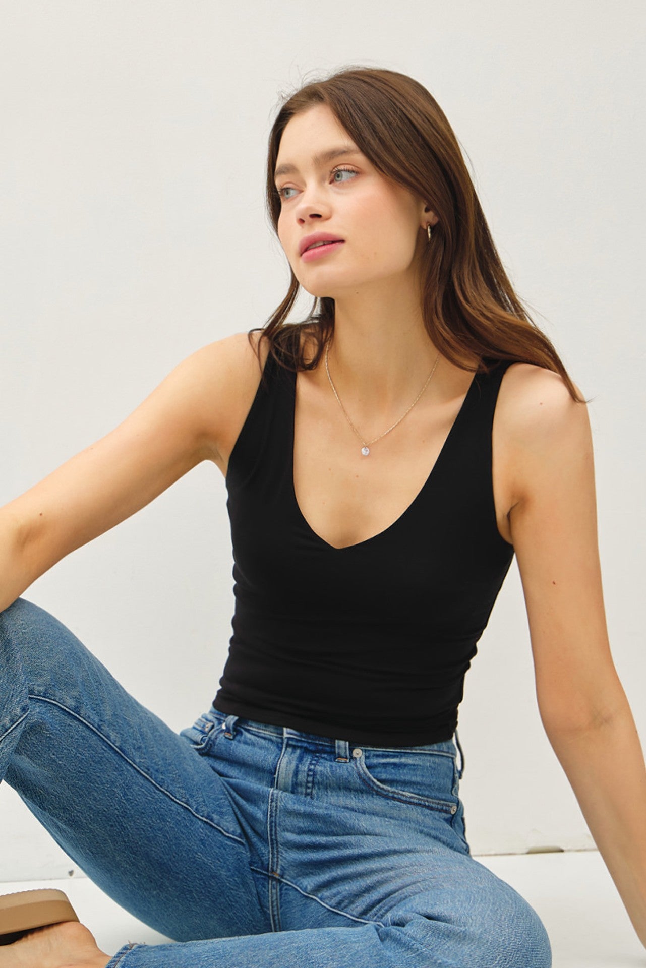 Double Lined V-Neck Tank (3 colors)