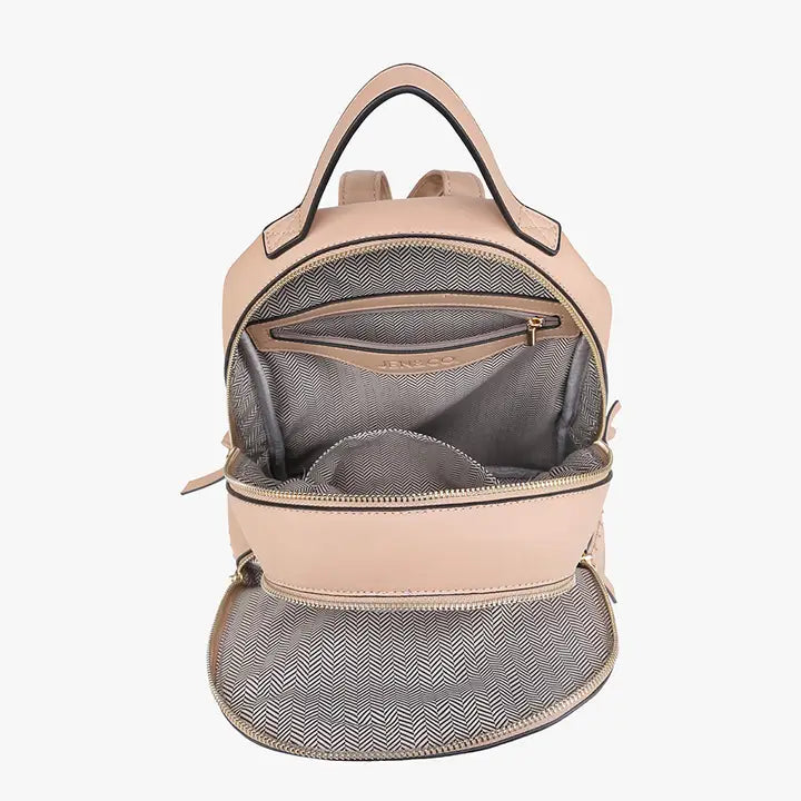 Compartment Stitched Backpack - Dusty Blue