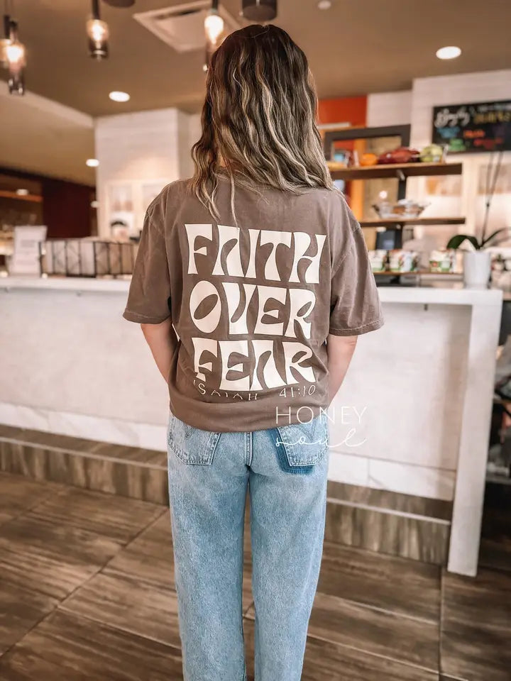 Faith Over Fear Graphic Tee - Espresso